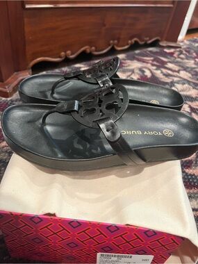 Tory Burch Black Miller cloud Platform Thong Sandals
